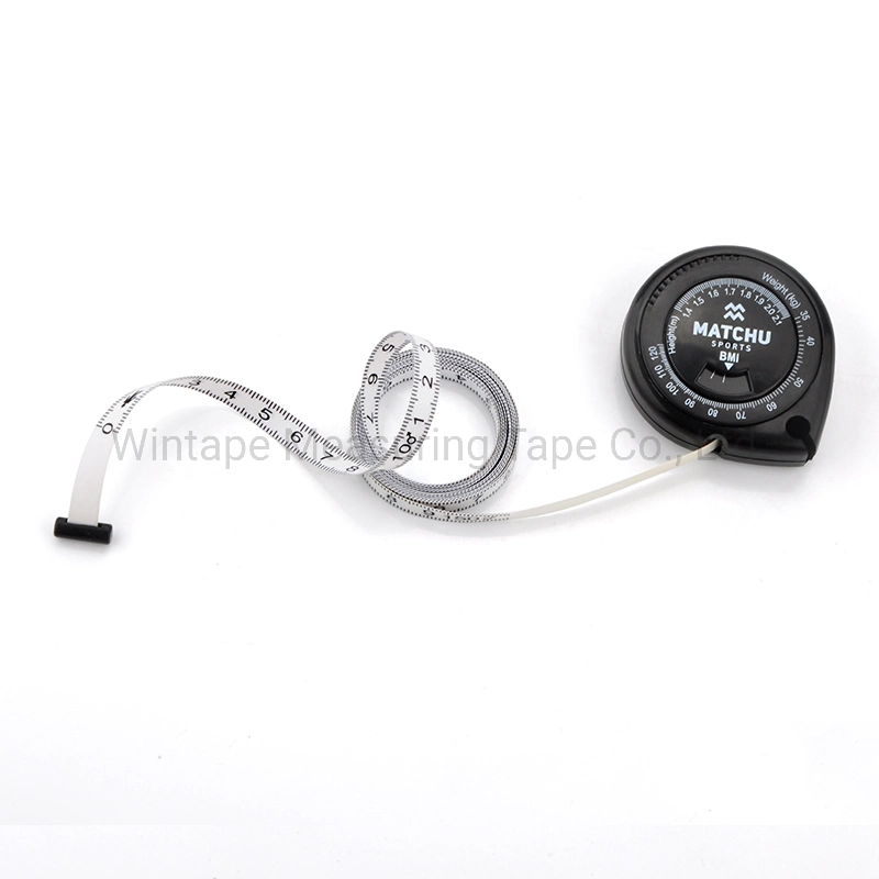 Black Water Drop Shaped Body Tape Measure with BMI Scale