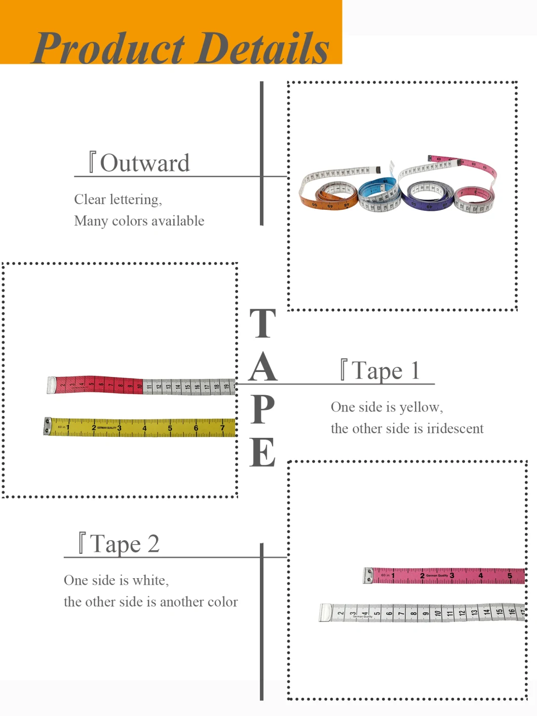 PVC Fiberglass Tape Tailor Tape Measuring 1.5m