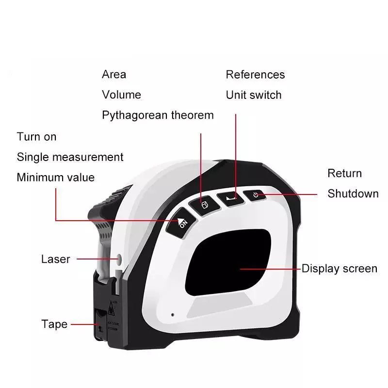 3 in 1 Laser Plus Tape Measure High Precision Multi-Function Measuring Tool Laser Tape